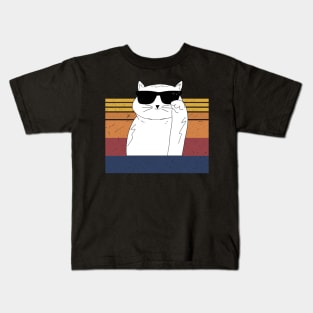 Cool Cat Retro Wearing Black Sunglasses Kids T-Shirt